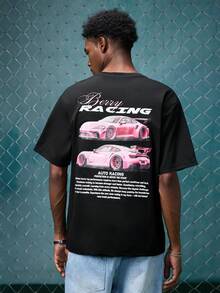 EVRINFINITE Zrgoth Men's Fashionable Versatile Racing Culture Element Print Short Sleeve T-Shirt - Black - View 3