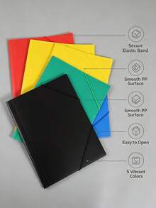 8/6/4/2/A4 Office Project Binder With Elastic Seal - Large Capacity, Elastic Rope File Bag, Drawstring File Bag, Semi Transparent Frosted Cover, Business Negotiation Folder, Office Supplies, Synthetic Gemstones, School Document Storage - random multicolor - View 6