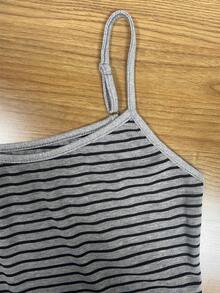 SHEIN 休闲无袖条纹背心，夏季日常穿着 - 灰色 - 查看 6