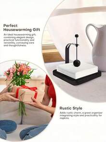 1 Peça Suporte de Guardanapo em Formato de L Pesado e Resistente Preto Antiderrapante Estável e Firme Base Antiderrapante para Mesa de Cozinha Café Escritório Decoração Doméstica Restaurante Estilo Rústico Fazenda Organizador Moderno - Multicolorido - Visão 6