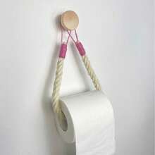 2pcs Handmade Jute Rope Toilet Paper Holder, Vintage Style Hook, Wall-Mounted Towel Ring, Toilet Paper Holder With Hook, Towel Rack, Natural Jute Rope, Bathroom Accessories - khaki - View 8