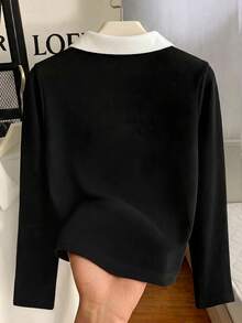 Resyla Women's Colorblock Casual Versatile Daily Long Sleeve T-Shirt - Multicolor - View 2