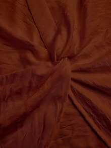 Linhara CURVE Plus Size Solid Color V-Neck Twist Front Asymmetrical Hem Sleeveless Top - Brown - View 5