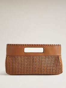 Wovira Women's Handbag Square Bag Handmade Woven Handmade Braided Old Money Style Minimalist Urban Fashion Suitable For Daily Commute Shopping Vacation - Brown - View 2