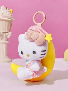 HELLO KITTY AND FRIENDS | POKOJA LAND 1個聯名3D絨毛吊飾，坐於新月形狀，可愛甜美設計，適合女孩，可掛在包包、鑰匙、書包上，生日或週年紀念的可愛禮物 - 白色 - 查看 4