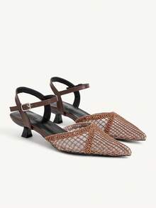 CUCCOO CHICEST Woven Mesh Rear Empty Sandals Women - dark brown - View 1