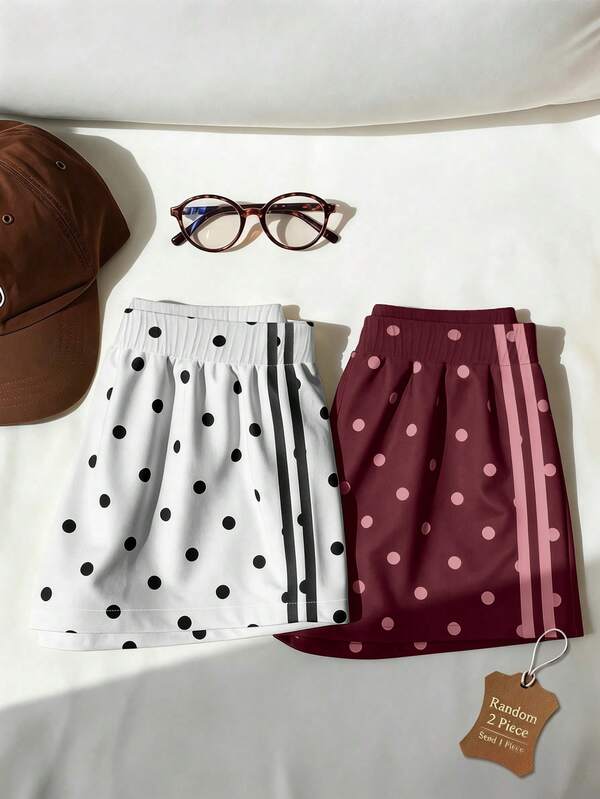 Tween Girl Tween Girls Casual Fashion Polka Dot Versatile Shorts Suitable For All Seasons, School White Polka Dot Pink Polka Dot Summer