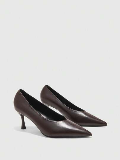 CUCCOO BIZCHIC Simple Pointed Stiletto High Heels, Commuting Versatile Low Vamp Shoes, Women's Temperament Banquet High Heels Women's Shoes