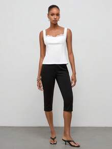 Maija Off-White 女款修身收腰上衣，布料拼接領，都市風，適合婚禮、早午餐，浪漫優雅夏季款 - 白色 - 查看 8