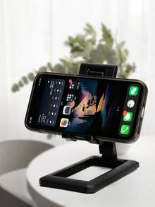 Portable Foldable Desktop Phone Stand For Watching Videos And Live Streaming - Black - View 2