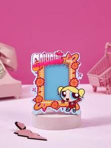 THE POWERPUFF GIRLS X Joivida 1件裝卡通圖案壓克力磁吸相框展示架，適用3英吋迷你照片，直立式設計，紫色與粉色兩款可愛邊框可選，簡約創意，適合派對、生日、節日禮物，不含磁鐵 - 均碼 - 查看 4
