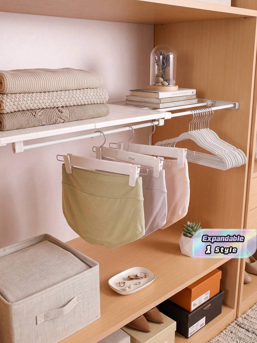 1pc Expandable Storage Partition Board, Kitchen Divider, Dorm Cabinet Multilayer Shelf, Bathroom Organizer, Decorative For Holiday, Room, Bedroom, Clothing Storage (Skort, Shoes, Jeans, Skirt, T-Shirt) - Multicolor - View 1