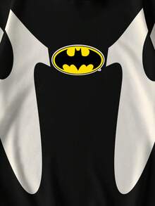 BATMAN X SHEIN Sudadera con capucha holgada y casual con estampado de murciélago y bloques de color, para primavera y otoño - Blanco - Ver 4