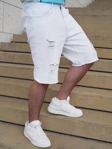 LEOGASHI Pendek Denim Pria - Putih - View 4