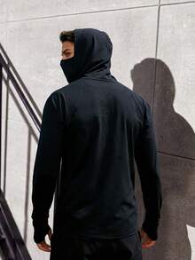 Manfinity Homme Men's Casual Versatile Long Sleeve Hooded Sun Protection Top - Black - View 9