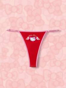 HELLO KITTY AND FRIENDS | SHEIN Women's Cartoon Print Comfortable Thong - Red - View 1