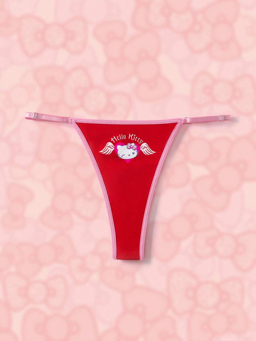 HELLO KITTY AND FRIENDS | SHEIN Women's Cartoon Print Comfortable Thong - Red - View 1