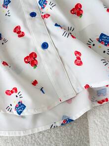 Resyla HELLO KITTY AND FRIENDS | SHEIN 女款時尚印花寬鬆街頭休閒上衣襯衫 - 白色 - 查看 4