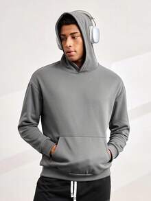 Driftmere Men's Fashionable Solid Color Hoodie - Dark Grey - View 1