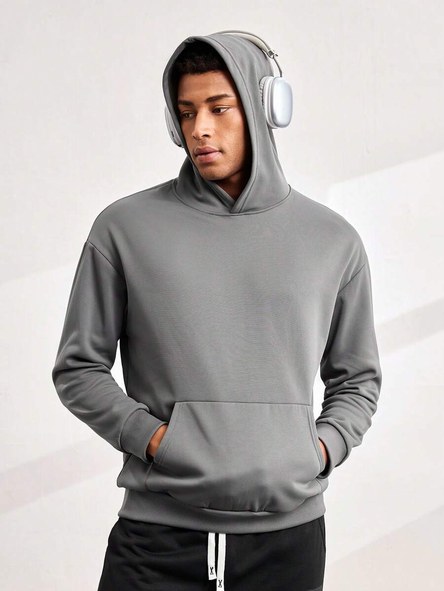Driftmere Men's Fashionable Solid Color Hoodie - Dark Grey - View 1