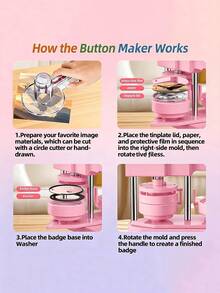 1pc 58mm Badge Making Punch Set, Diy Button Maker, Portable Multi-Function Handmade Tool, Suitable For Fridge Magnets, Keychains, Brooches, Halloween Christmas Diy Crafts And Gifts, No Installation Required - Multicolor - View 7
