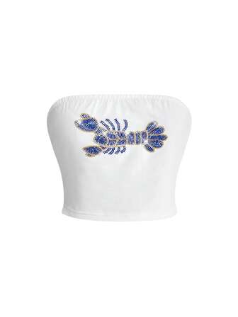 ROMWE Avant Top tube court femme Y2K Island Babe avec broderie de sequins