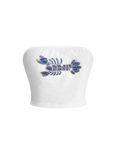 ROMWE Avant Top tube court femme Y2K Island Babe avec broderie de sequins
