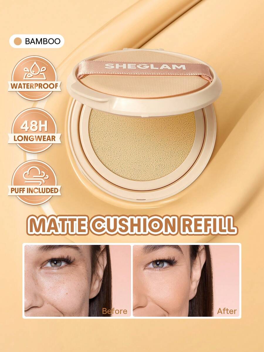SHEGLAM Lock & Go Base de Maquillaje Cushion de Larga Duración (Recarga)-Bamboo - Bamboo - Ver 1