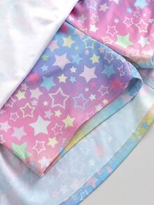 Tween Girl Fashion Casual Knit Printed One-Piece Jumpsuit With Colorful Star Print - Multicolor - View 6