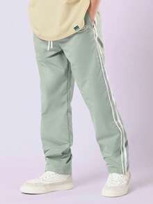 SUMWON Oversized Tween Boys Casual Coordinated T-Shirt And Trackpant Set With Logo Print Everyday Wear - Beige - View 4