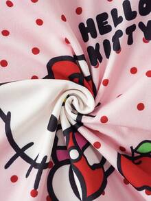 HELLO KITTY AND FRIENDS | SHEIN Celana Pendek Cami Motif Polkadot Kartun untuk Anak Perempuan Remaja - Berwarna merah muda - View 7