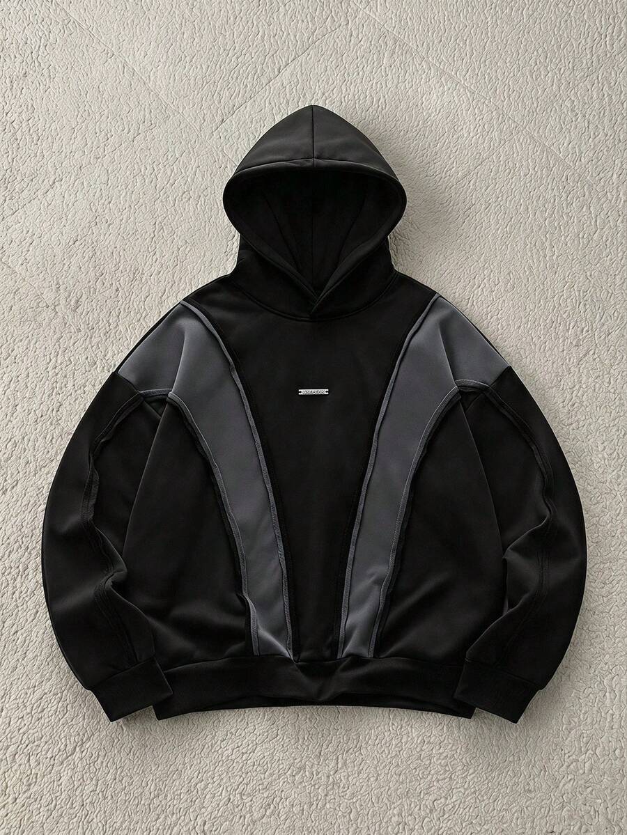 FRESIVO 美式風格解構曲面開衩休閒連帽衛衣 - 彩色 - 查看 1