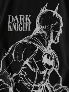 BATMAN X SHEIN 男士休闲字母与人物图案圆领短袖 T 恤，夏季 - 白色 - 查看 4