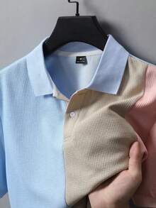 Manfinity CasualCool 男士多色拼接休閒 Polo 衫 - 彩色 - 查看 5