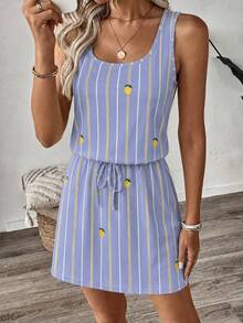 SHEIN LUNE Women's Casual Printed Short Dress Suitable For Spring And Summer - Multicolor - View 6