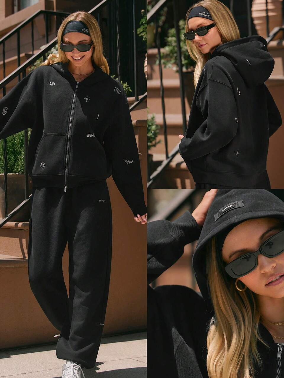 GLOWMODE X Harry Potter SoftCalm Modal Seeing Stars Oversized Full Zip Hoodie With Constellation Embroidery & Two-Way Zipper Daily Casual Summer Wear