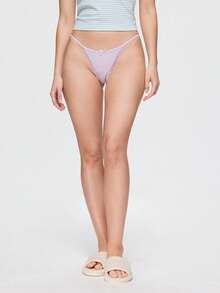 Bonmuse 3pcs Comfortable Pure Cotton Low Waist Women's Thong - Multicolor - View 6