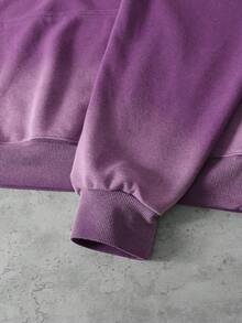 ROMWE MEN Street Life Men's Streetwear Gradient Color Long Sleeve Drawstring Pocket Hooded Sweatshirt - Purple - View 5