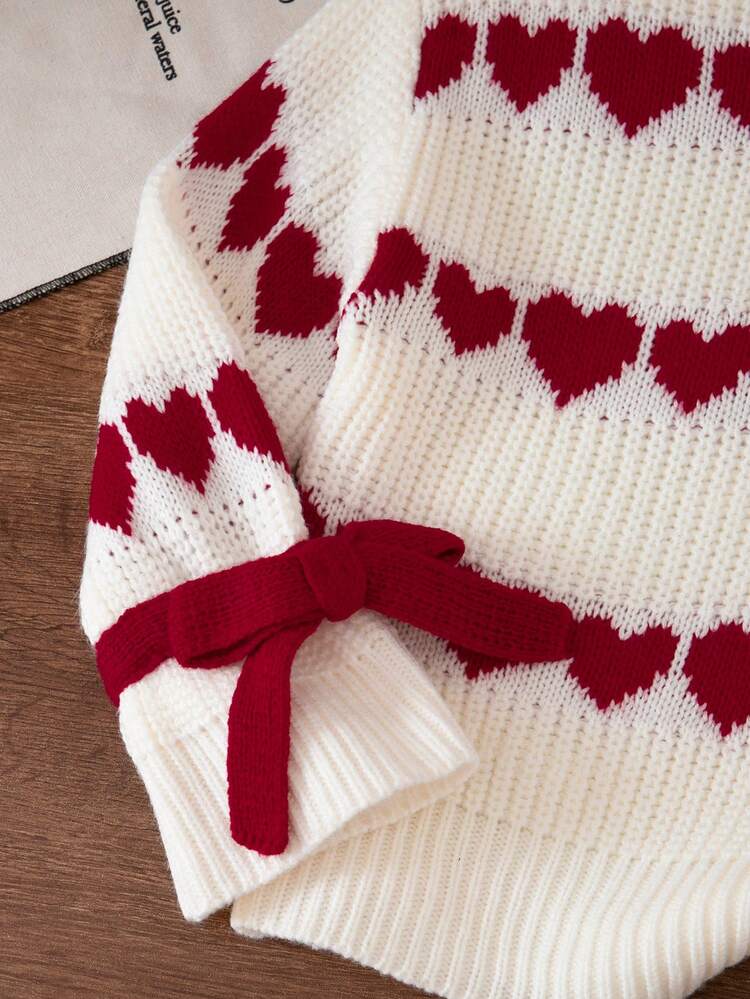 SHEIN Young Girl Young Girl's Kids Knitted Round Neck Sweater, Suitable For Casual Daily Wear,In Fall/Winter - Multicolor - View 4
