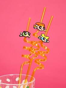 THE POWERPUFF GIRLS X Joivida 1PC/3pcs Interesting Straw With Cartoon Characters - Multicolor - View 6