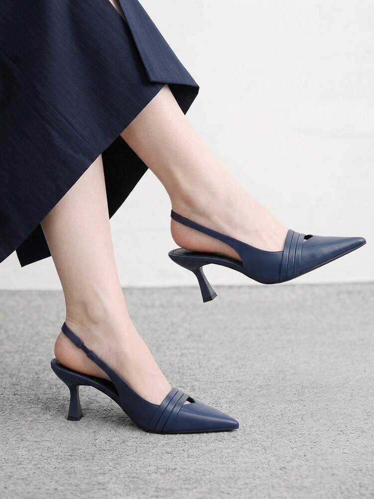 CUCCOO BIZCHIC Women's Pointed Toe Pumps, Versatile High Heels For Commuting And Daily Wear - Navy Blue - View 4