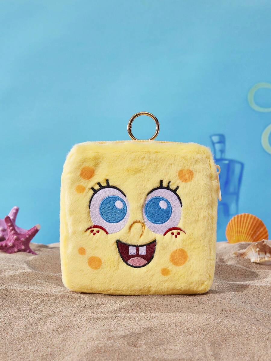 SpongeBob SquarePants | POKOJA LAND 1個卡通收納袋,零錢包與休閒包二合一,柔軟手提包,適合旅行、日常使用,適合青少年、女性與男性,生日、週年紀念或開學的可愛禮物點子 - 彩色 - 查看 1