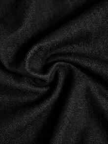 SHEIN EMERY ROSE CURVE 大尺碼時尚彈性腰鈕扣口袋牛仔褲 秋冬休閒正式 Y2K 商務鄉村風可愛牛仔女郎復古返校風 - 黑色 - 查看 4