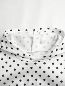 SHEIN 青少年女孩黑白波點印花膠帶裝飾運動衫，秋季上學穿著套頭衫 - 黑與白 - 查看 7