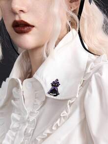ROMWE Goth 魔法猫珐琅胸针 - 可爱的徽章，可别在背包或衣服上，是送给母亲、父亲、毕业生和老师的理想礼物。 - 黑色 - 查看 12