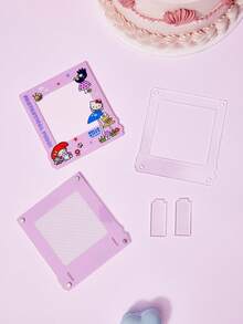 HELLO KITTY AND FRIENDS | Joivida 1pc Cartoon Pattern Acrylic Magnetic Photo Frame Display Stand, Fits Mini 3-Inch Photos, Upright Design. Available In Two Cute Border Colors: Purple And Pink. Minimalist And Creative. Great For Party, Birthday, Holiday Gifts, Or Home And Desk D Ration. Magnets Not Included - one-size - View 16