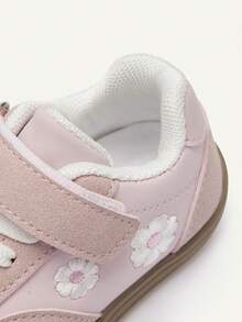 Cozy Pixies Four Seasons Simple Versatile Design Flower Embroidery Fun Pattern Comfortable Non-Slip Pastoral Soft Sole Baby Girl Flat Bottom Children's Sneakers - Pink - View 6