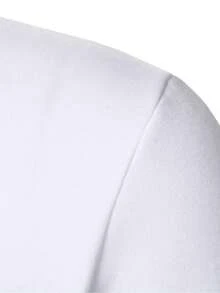 Manfinity Homme Fashion Plus Size Men's Striped Long Sleeve Sweatshirt - White - View 3
