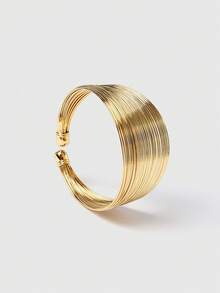 SHEIN BAE Minimalist Cuff Bangle - Yellow Gold - View 1
