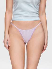 Bonmuse 3pcs Comfortable Pure Cotton Low Waist Women's Thong - Multicolor - View 2